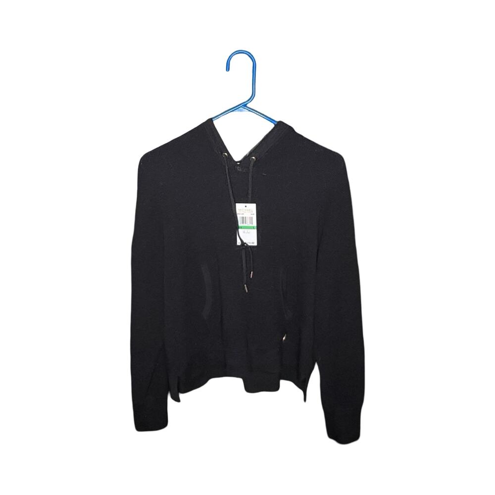 NWT Michael Kors Black Hooded Knit Sweater – Women's L